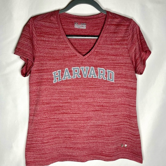 Harvard Under Armour V neck tee shirt. Women’s size Medium. Heather red. - Picture 2 of 2